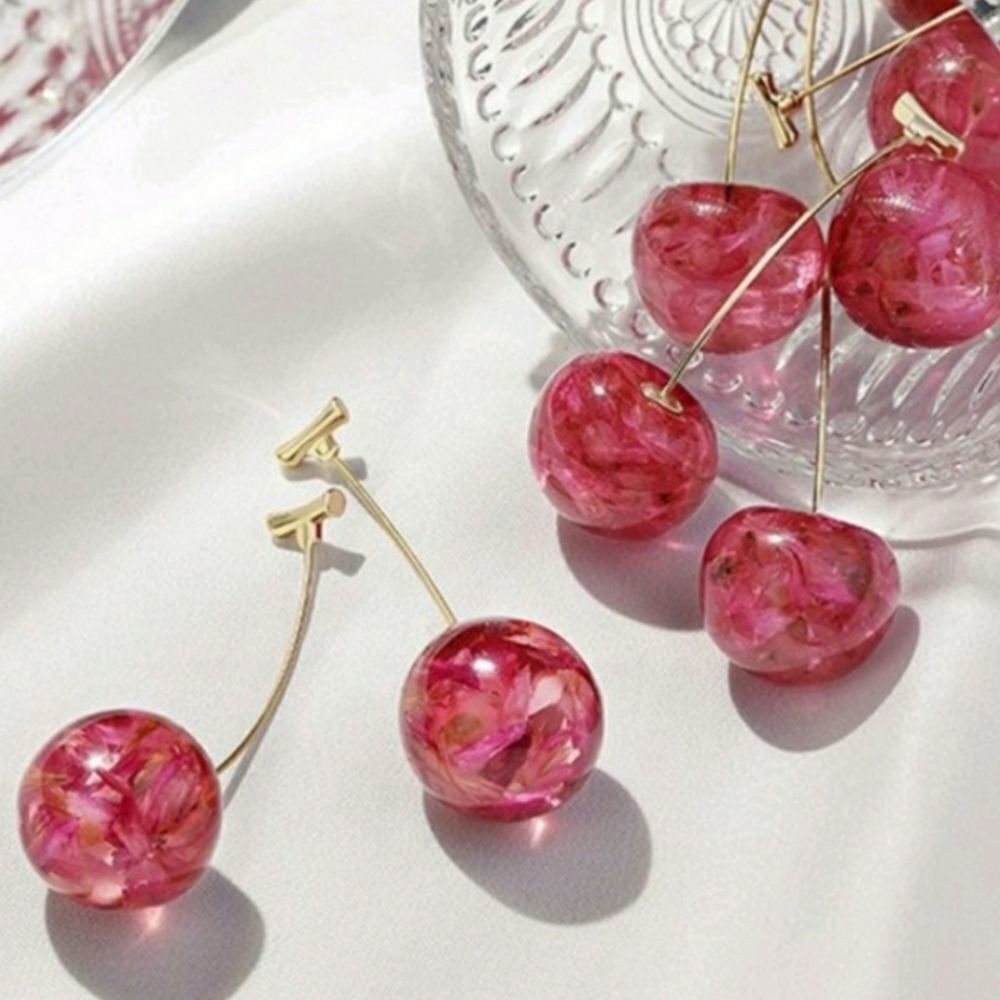 Cherry Threaded Resin Earrings - Picture 10 of 12